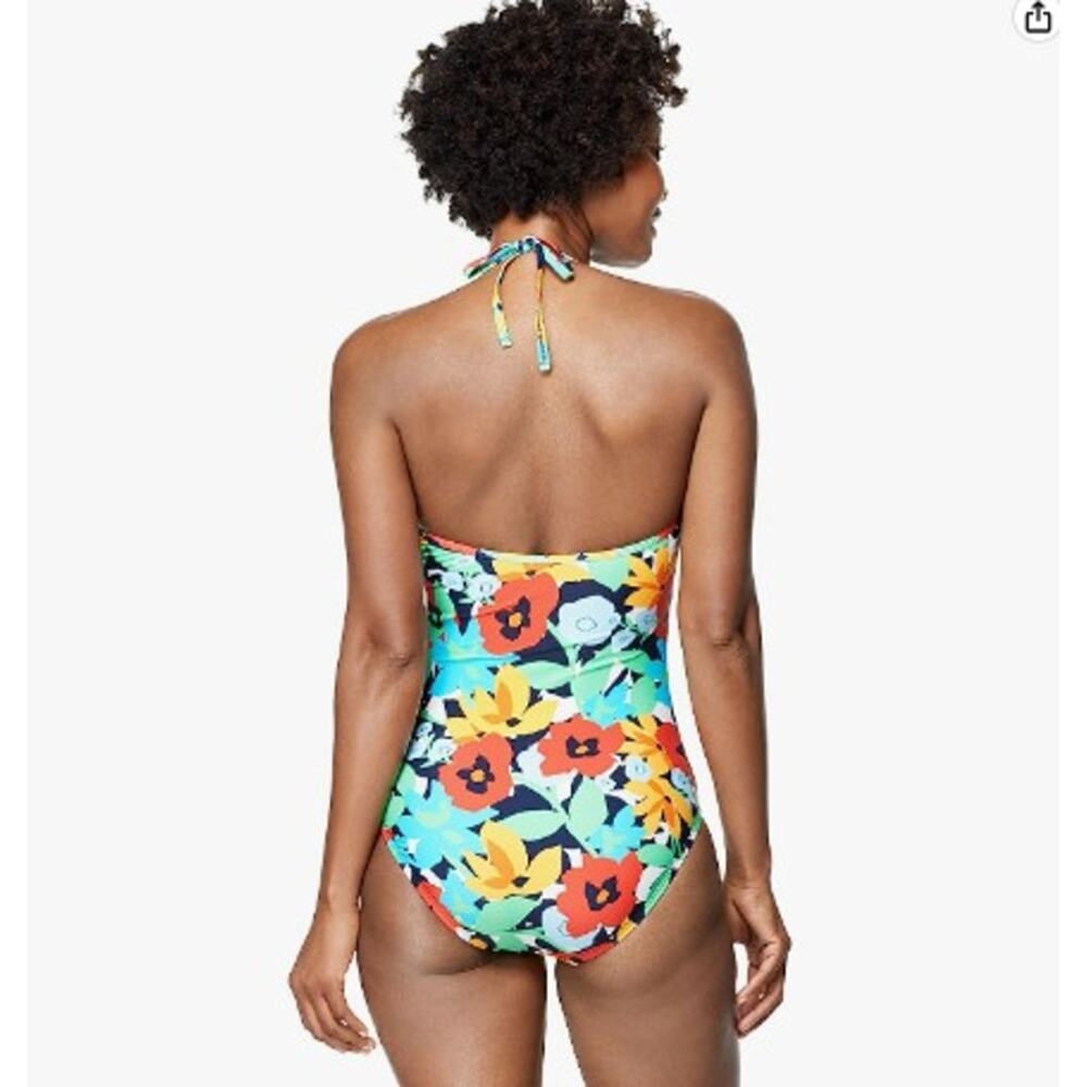 Speedo Floral Halter One-Piece Swimsuit in Black, Red, Yellow, Blue, Green - Picture 2 of 7